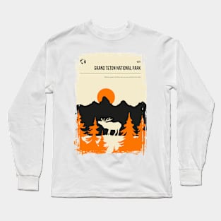 Grand Teton National Park Vintage Unique Travel Poster Long Sleeve T-Shirt